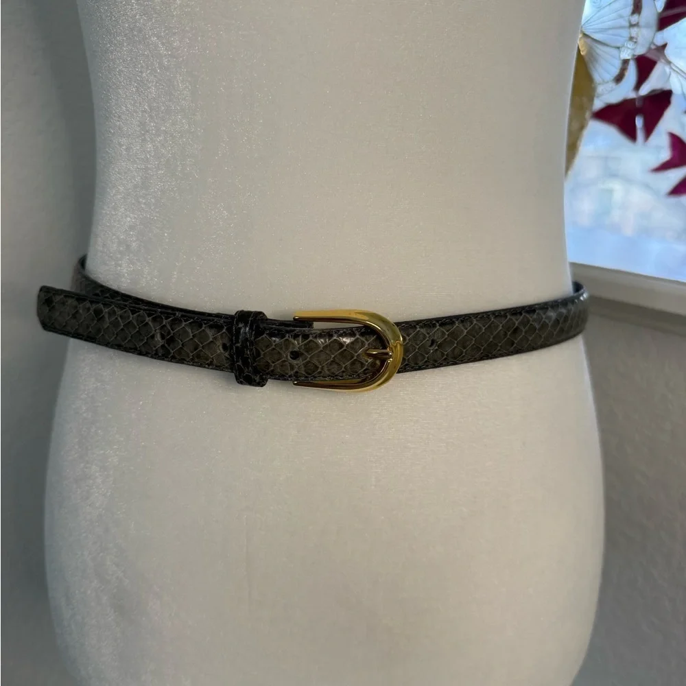 Genuine Snakeskin Belt with Gold Buckle